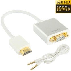 22cm Full HD 1080P 19 Pin HDMI Male to VGA Female Video Adapter Cable with Audio Cable