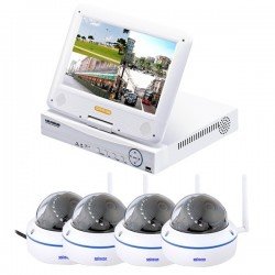szsinocam SN-NVK-6004M10 4CH HD 720P 1.0 Mega Pixel 2.4GHz WiFi IP Dome Camera 10.1 inch LCD Screen NVR Kit(White)