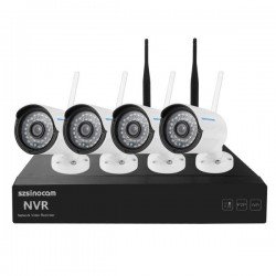 szsinocam SN-NVK-4004W10 4CH 720P 2.4G WiFi 1.0 Mega Pixel Bullet IP Camera NVR Kit, Support Night Vision