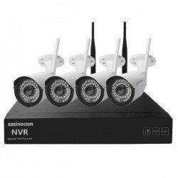 szsinocam SN-NVK-4005W10 4CH 720P 2.4GHz Full WiFi 1.0 Mega Pixel Bullet IP Camera NVR Kit, Support Night Vision