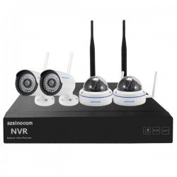 szsinocam SN-NVK-4007W10 4CH 720P 2.4GHz Full WiFi 1.0 Mega Pixel Dome + Bullet IP Camera NVR Kit, Support Night Vision