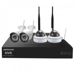 szsinocam SN-NVK-4008W10 4CH 720P 2.4GHz Full WiFi 1.0 Mega Pixel Dome + Bullet IP Camera NVR Kit, Support Night Vision