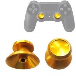 2 PCS Aluminium Humbsticks Thumb Joysticks 3D Cap Shell Mushroom Caps for PS4(Gold)