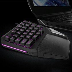 DELUX T9 Pro Wired 7 Colors LED Backlit Single Hand Professional Gaming Keyboard