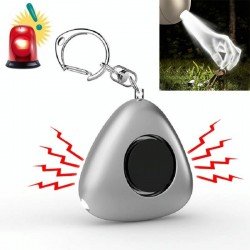 Keychain Decoration Practical Girl Anti-wolf Security Alarm(Silver White)