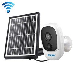 ESCAM G08 HD 1080P IP65 Waterproof PIR IP Camera with Solar Panel, Support TF Card / Night Vision / Two-way Audio (White)