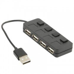 4 Ports USB 2.0 HUB with 4 Switch(Black)