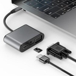 basix TW8R 8 in 1 USB-C / Type-C to 3 USB 3.0 + USB-C / Type-C + HDMI + VGA Interfaces HUB Adapter with Micro SD Card Slot & 3.5