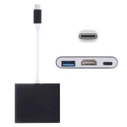 USB-C / Type-C 3.1 Male to USB-C / Type-C 3.1 Female & HDMI Female & USB 3.0 Female Adapter(Black)